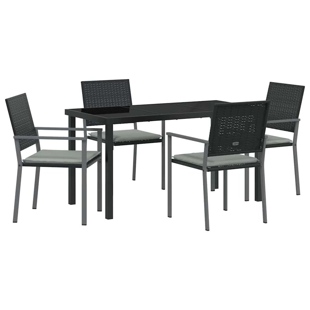 Ensemble de salle à manger pour jardin 5 pc noir et gris clair