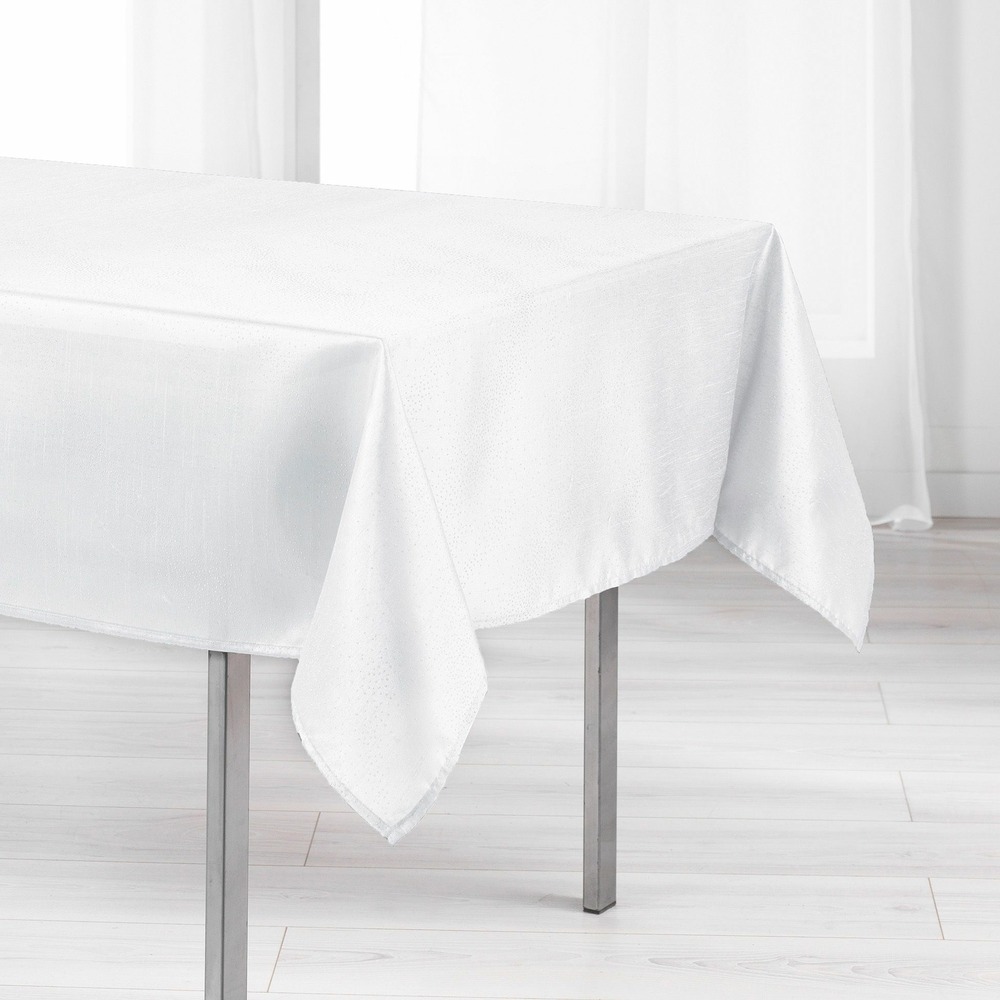 Nappe en polyester schantung applique scintille blanc 140 x 200 cm