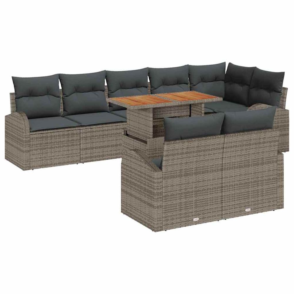 Ensemble de canapé de jardin 9 pc gris poly rotin