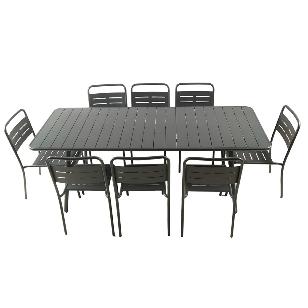 Ensemble table de jardin 200 cm et 8 chaises bergame