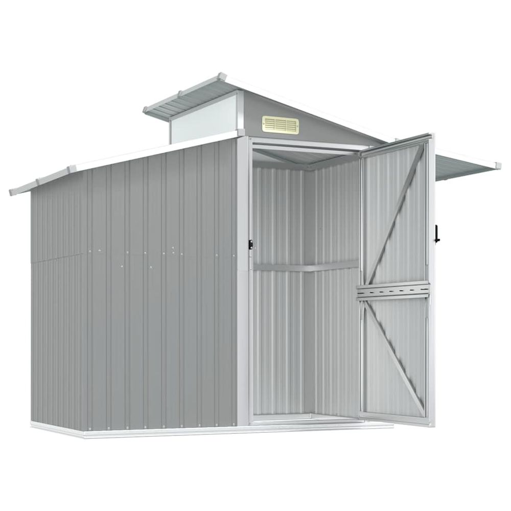 Abri de jardin gris 270x130x208,5 cm métal galvanisé