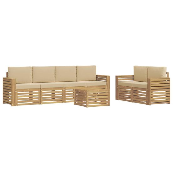 Ensemble de canapés d'extérieur 7 pc blanc et beige polyester