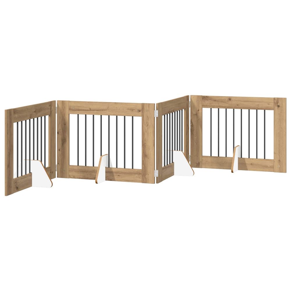 Porte de chien pliable avec supports 4 pc chêne artisanal