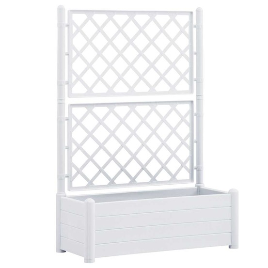 Jardinière avec treillis 100x43x142 cm pp blanc
