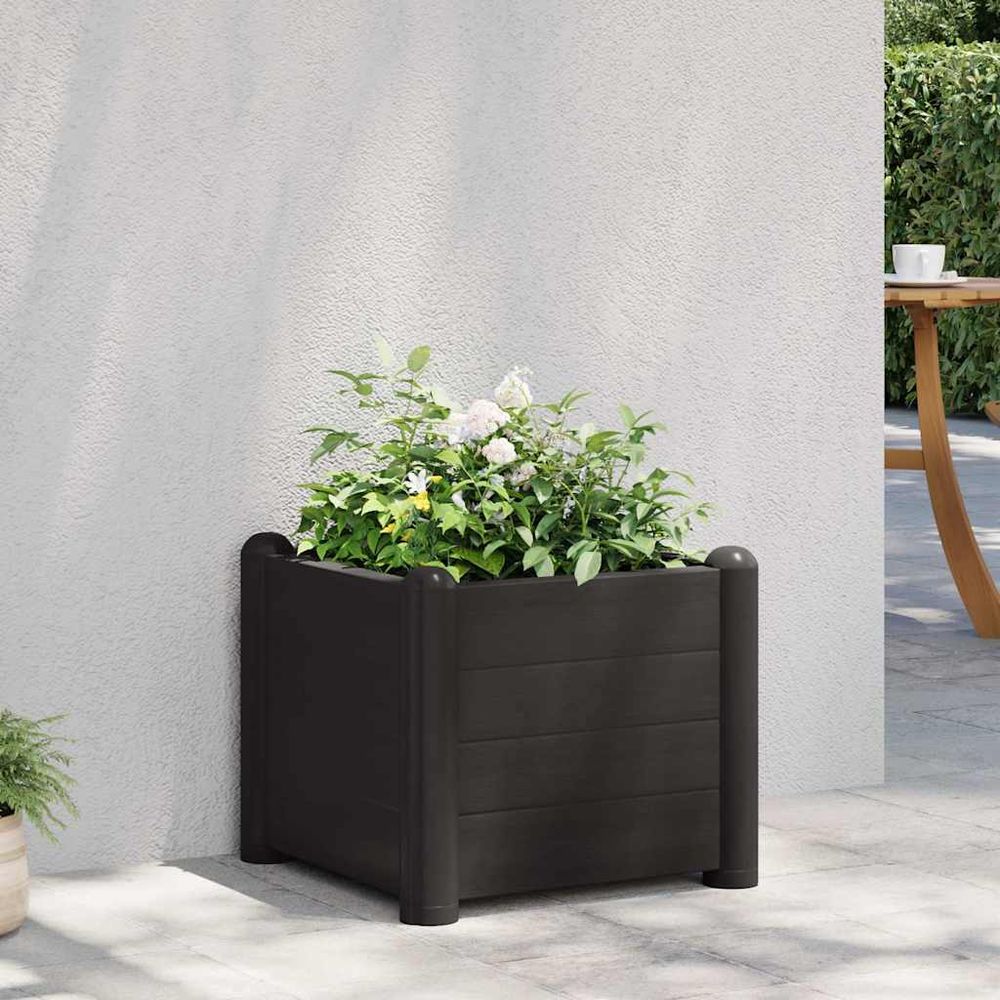 Jardinière carrée polypropylène pour jardin balcon design moderne 43x43x35 cm anthracite