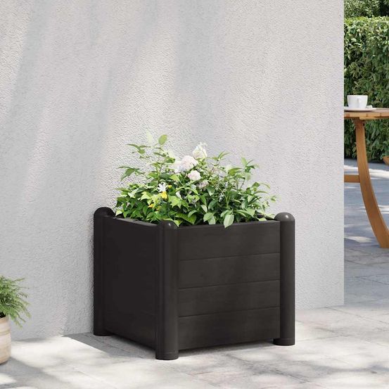 Jardinière carrée polypropylène pour jardin balcon design moderne 43x43x35 cm anthracite