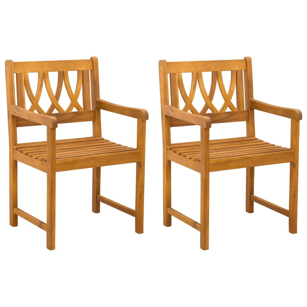 Chaises de jardin 2 pc naturel bois d'acacia massif