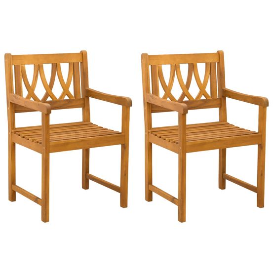 Chaises de jardin 2 pc naturel bois d'acacia massif