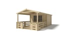 Abri de jardin en bois - 3x4 m - 21 m2 + terrasse avec balustrade et avant-toit en bois