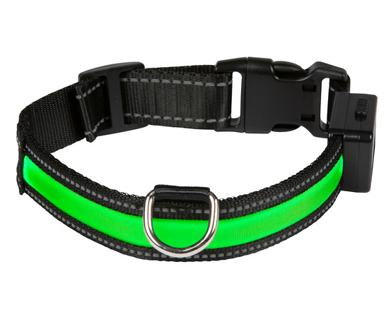 Collier lumineux vert pour chiens light collar usb taille m / 45-55 cm