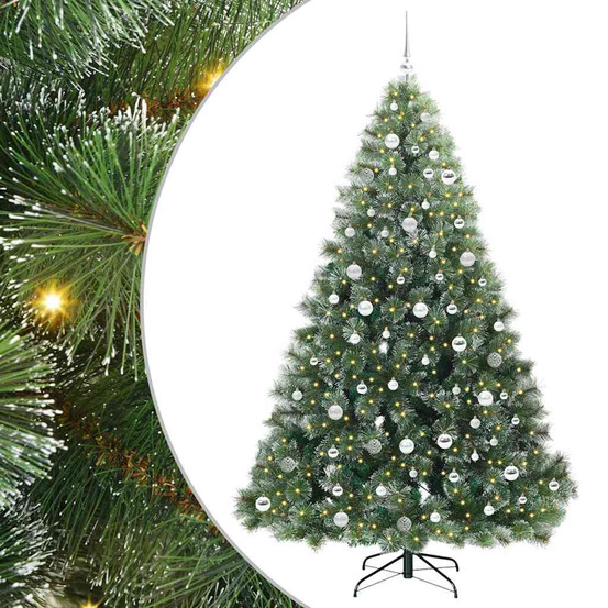 Sapin de noël artificiel avec 300 led vert 210 cm pe et pvc