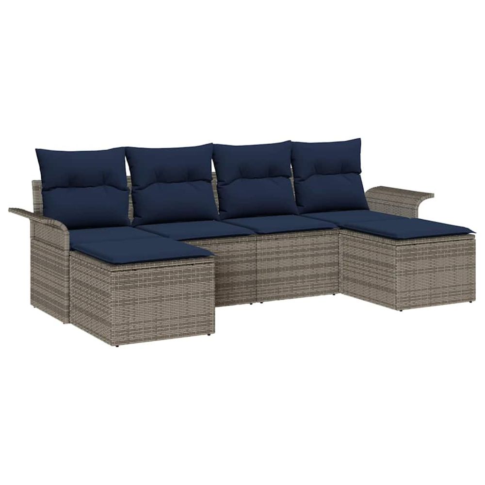 Ensemble de canapé de jardin 6 pc gris poly rotin
