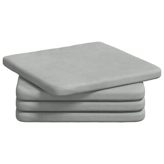 Coussins de siège 4 pcs gris clair 40 x 40 x 3 cm velours