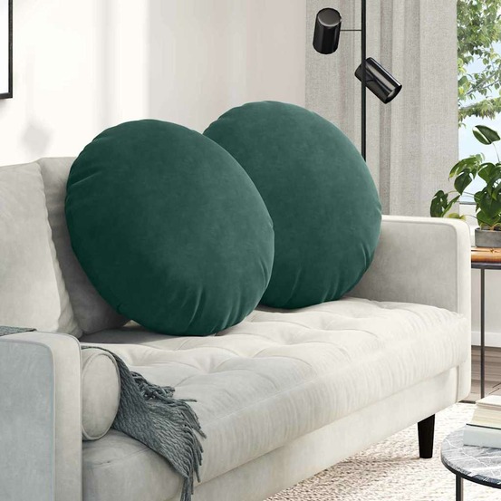 Coussins de siège 2 pcs vert foncé ø 80 x 29 cm velours