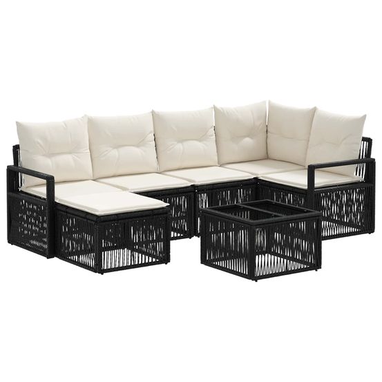 Ensemble de canapé de jardin 7 pc noir polyrotin