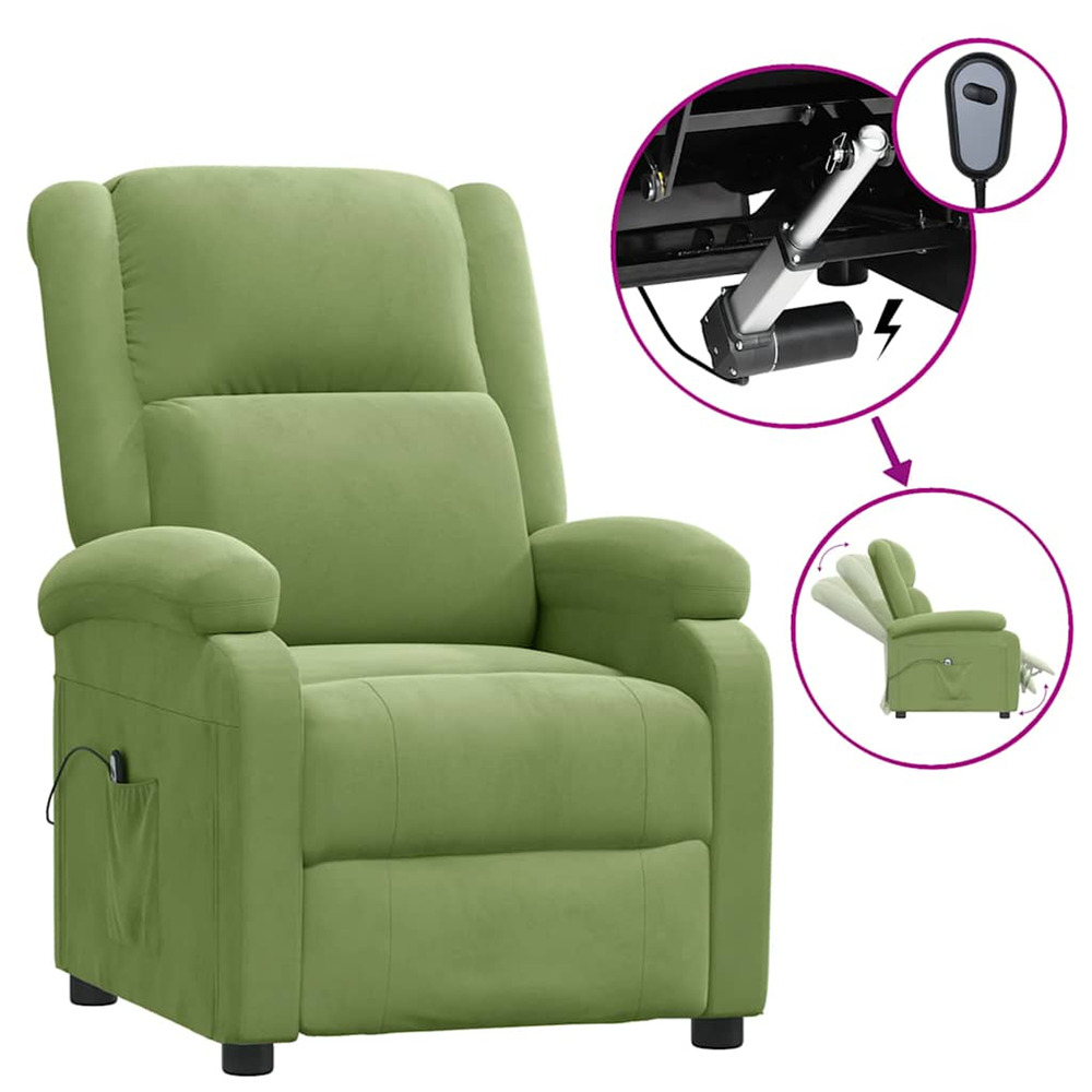 Fauteuil inclinable électrique vert clair velours