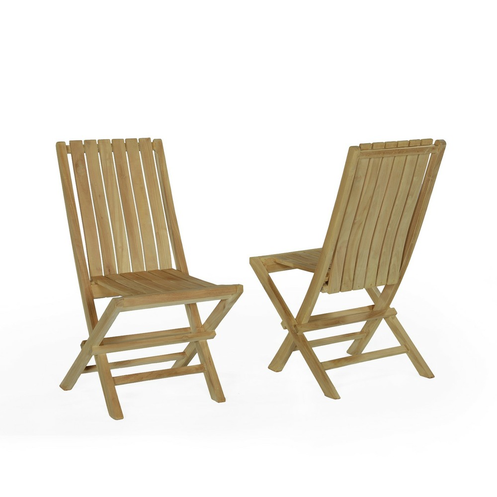 Chaises de jardin pliantes en teck massif karimun (lot de 2)