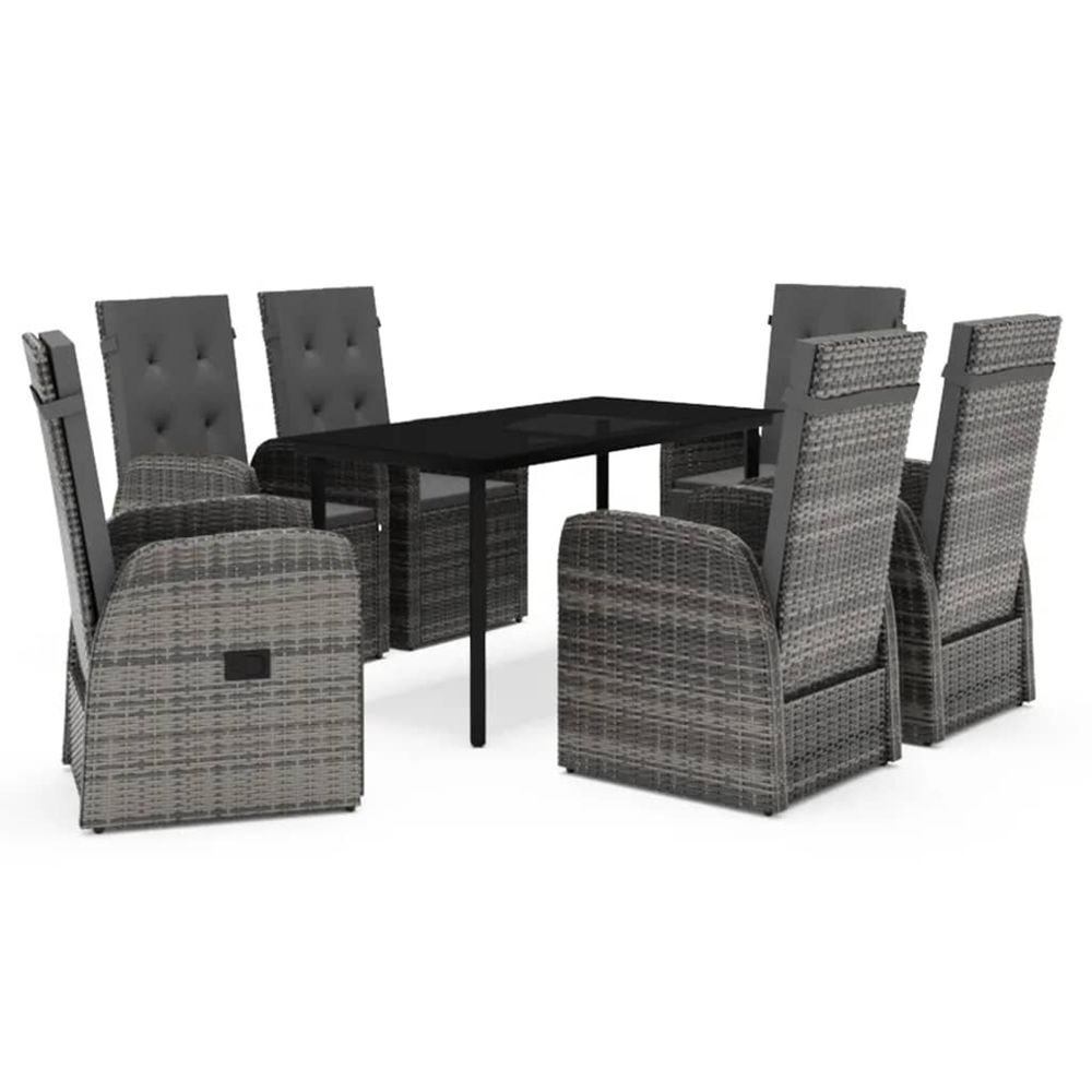 Ensemble à manger de jardin avec coussins 7 pcs gris