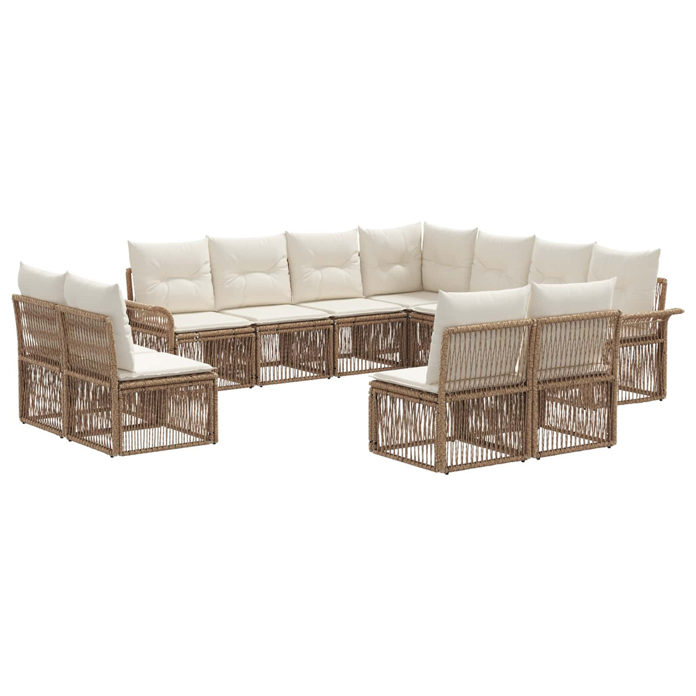 Ensemble de canapé de jardin 11 pcs beige polyrotin