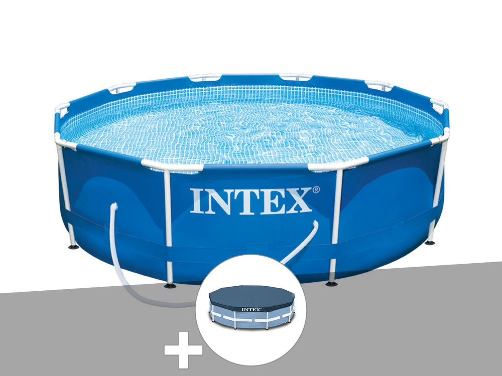 Kit piscine tubulaire  metal frame ronde 3,05 x 0,76 m + bâche de protection
