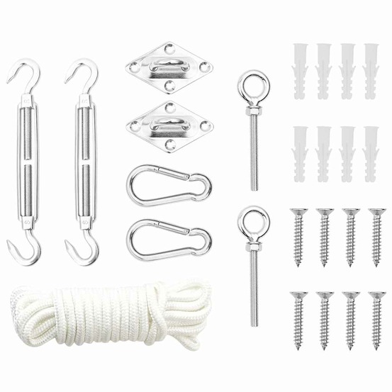 Jeu d'accessoires de voile d'ombrage 9 pcs acier inoxydable