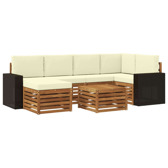 Ensemble de canapé d'angle avec coussin 7 pcs naturel et crème