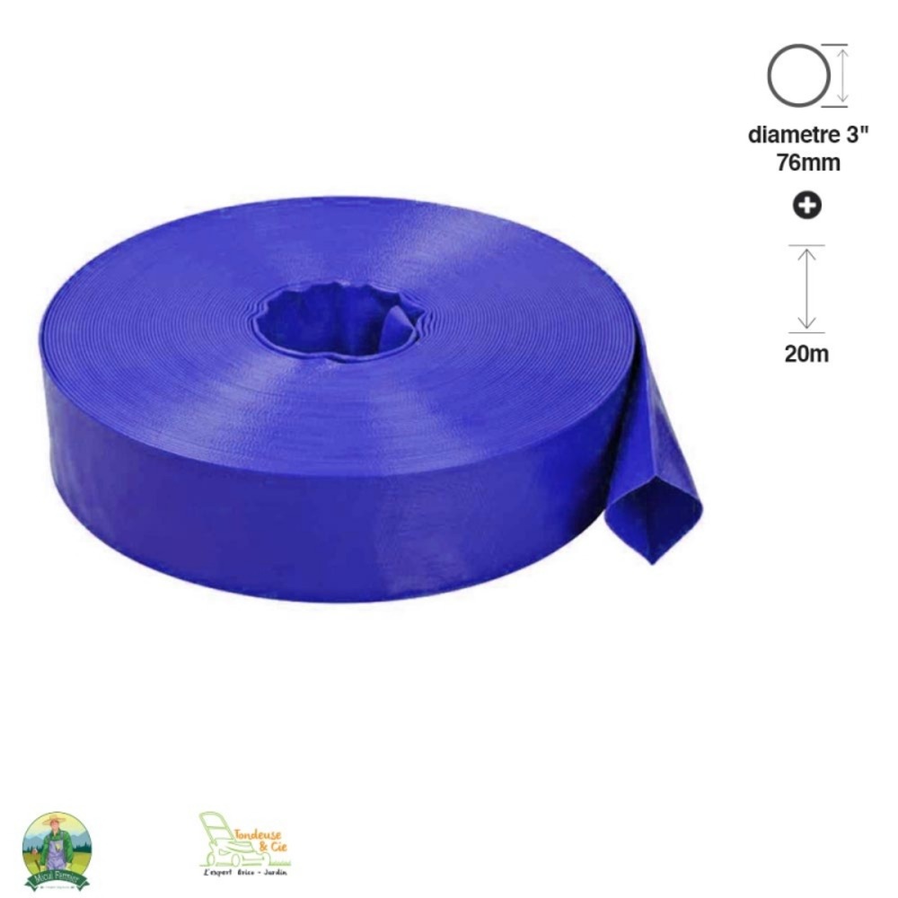 Tuyau évacuation eau gros débit pour pompe de jardin diamètre 3 longueur 50m