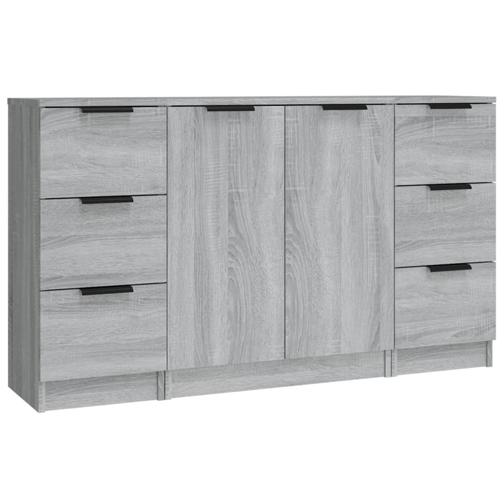 Buffet bahut commode armoire meuble de rangement organisateur cuisine salle de séjour salons 3 pcs sonoma bois d'ingénierie g