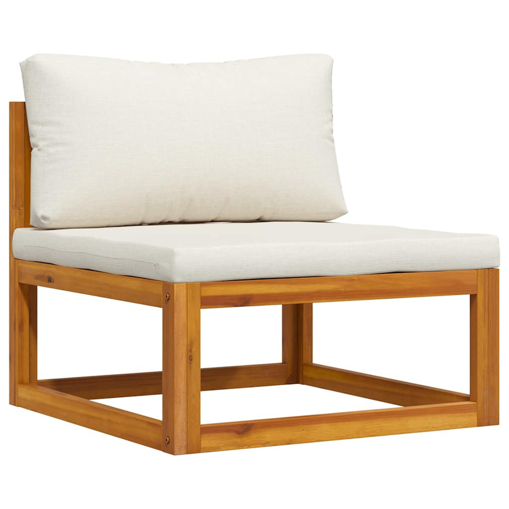 Canapé central sectionnel et coussin blanc crème bois d'acacia
