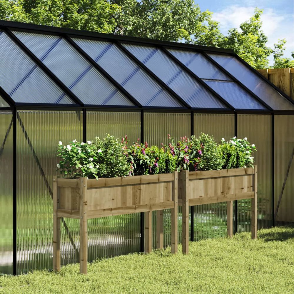 Lot de 2 grandes jardinières sur pieds pin traité 110 cm potager terrasse
