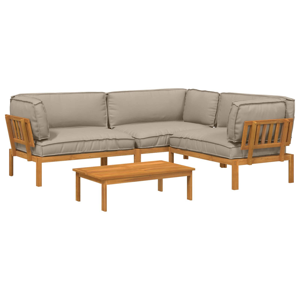 Ensemble de canapés uni 4 pcs taupe bois d'acacia massif