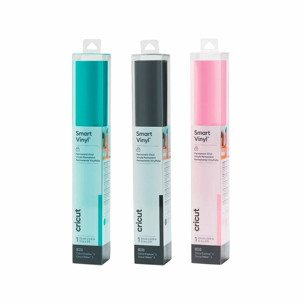 3 vinyles permanents 91 x 33 cm - noir, aqua, rose clair