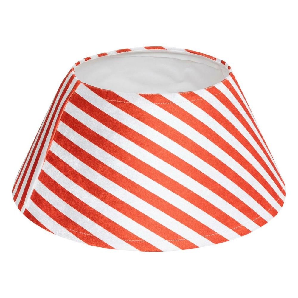 Cache pied de sapin polyester d.56cm rayures rouge et blanc