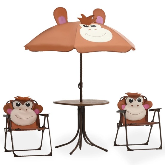 Jeu de bistro avec parasol pour enfants 3 pièces marron