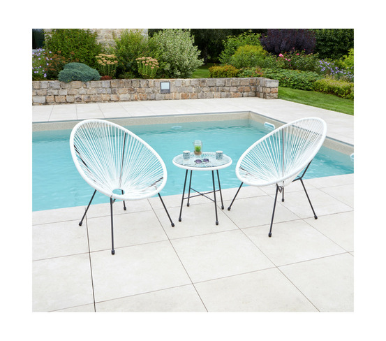 Salon de jardin en acier - 2 places - blanc - caracas