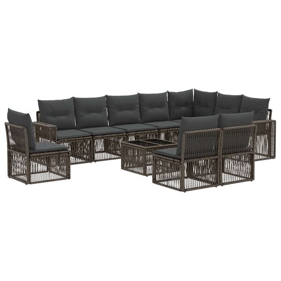 Ensemble de canapé de jardin 11 pc gris et gris foncé polyrotin