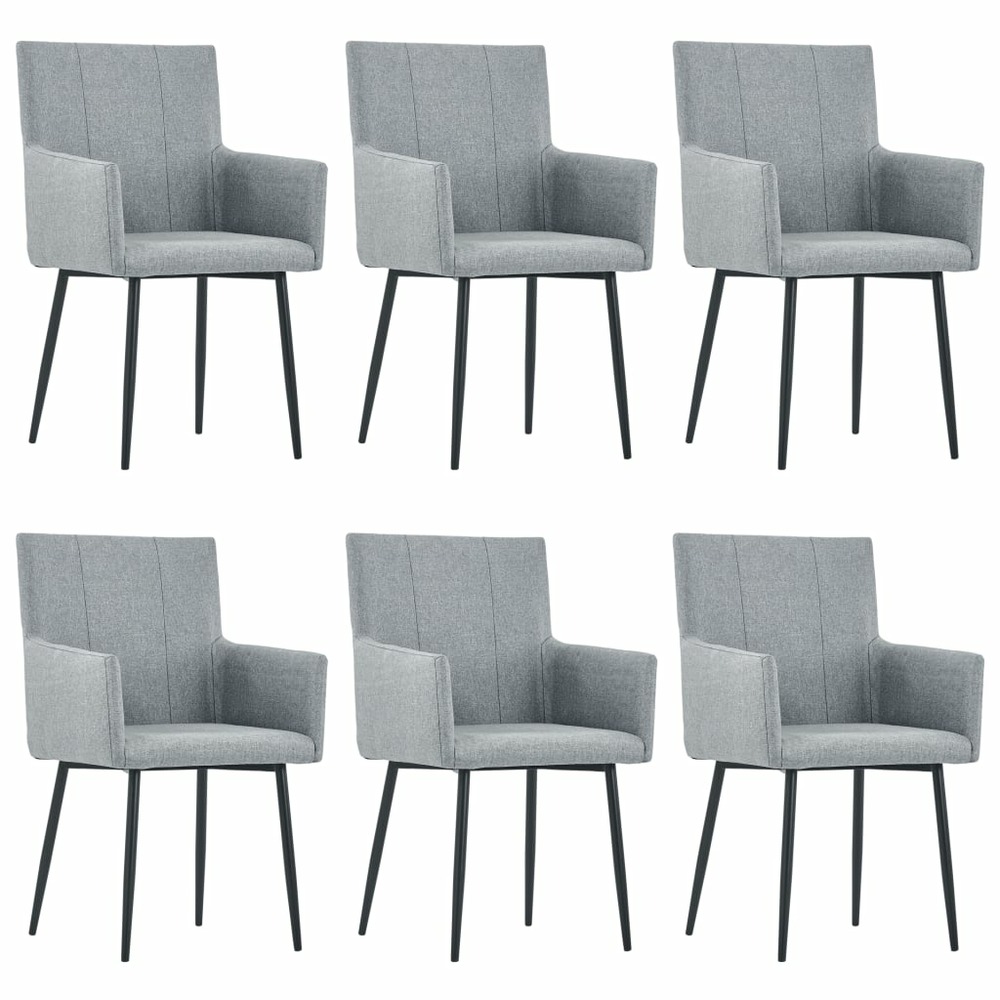 Chaises de salle à manger avec accoudoirs 6pcs gris clair tissu