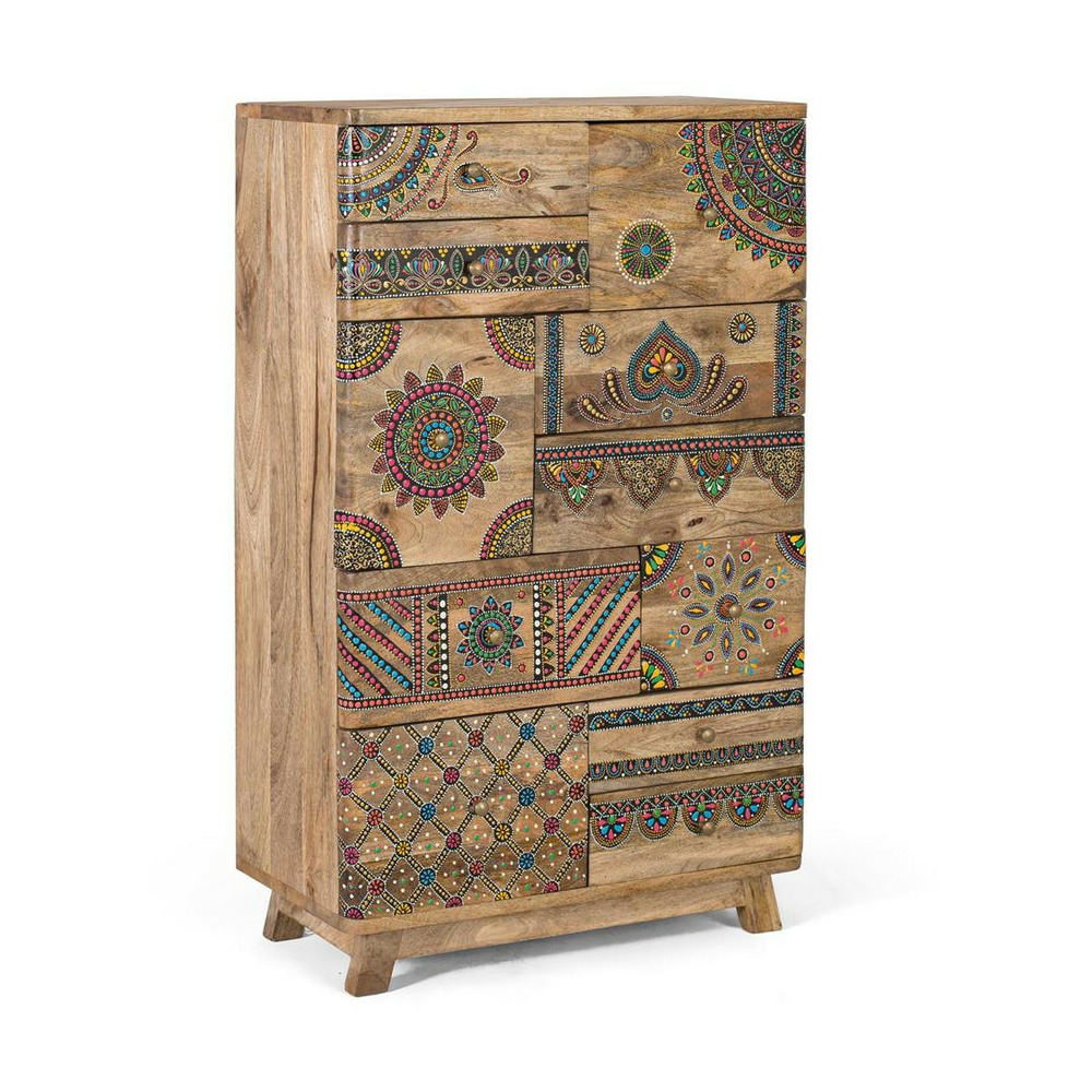 Commode 11 tiroirs bois marron - danaé décoration d'autrefois