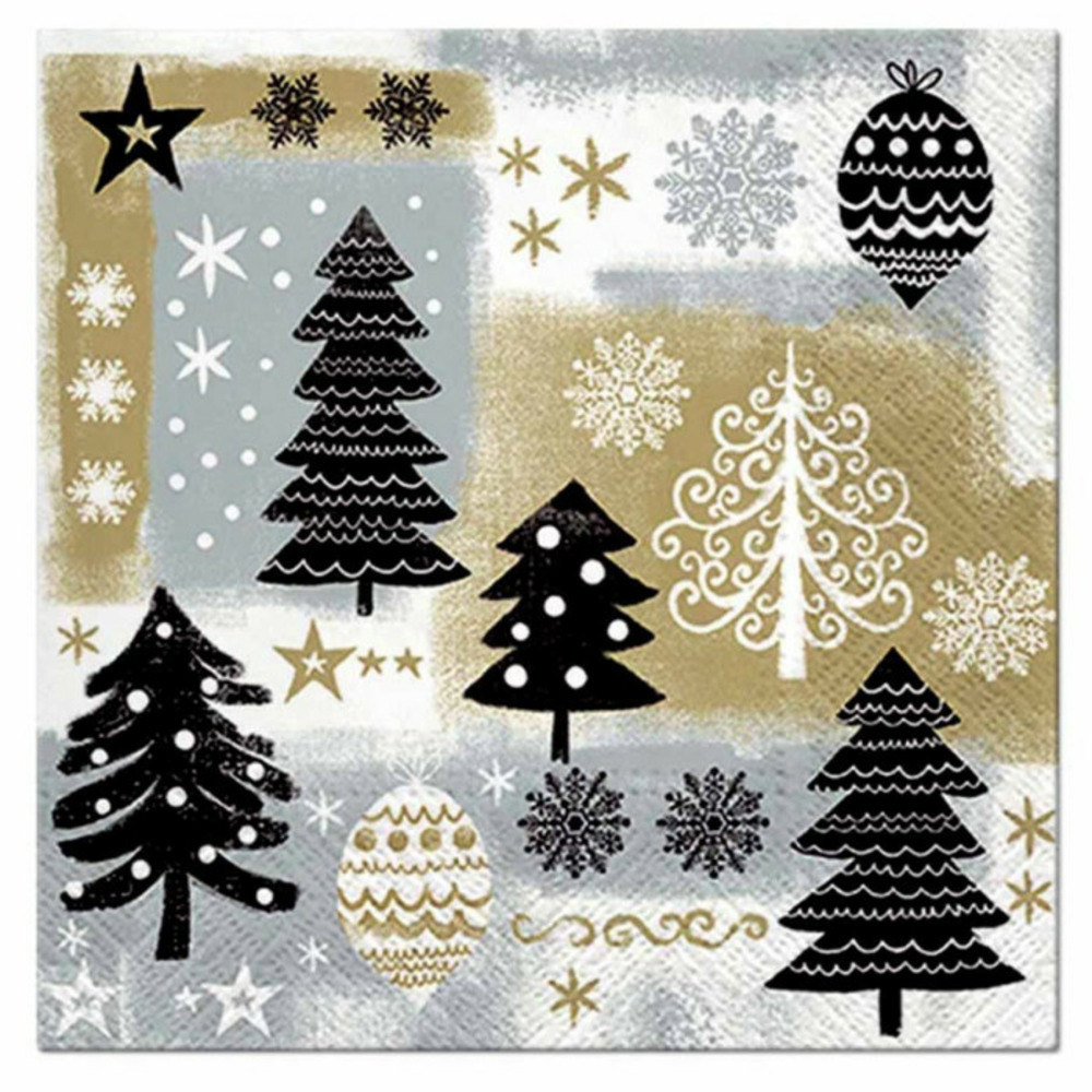Lot de 20 serviettes en papier sapin 33x33cm noir