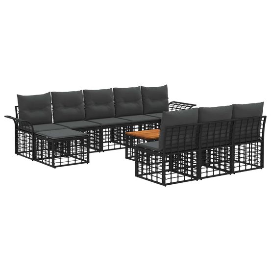 Ensemble de canapés d'extérieur 11 pc noir et gris foncé