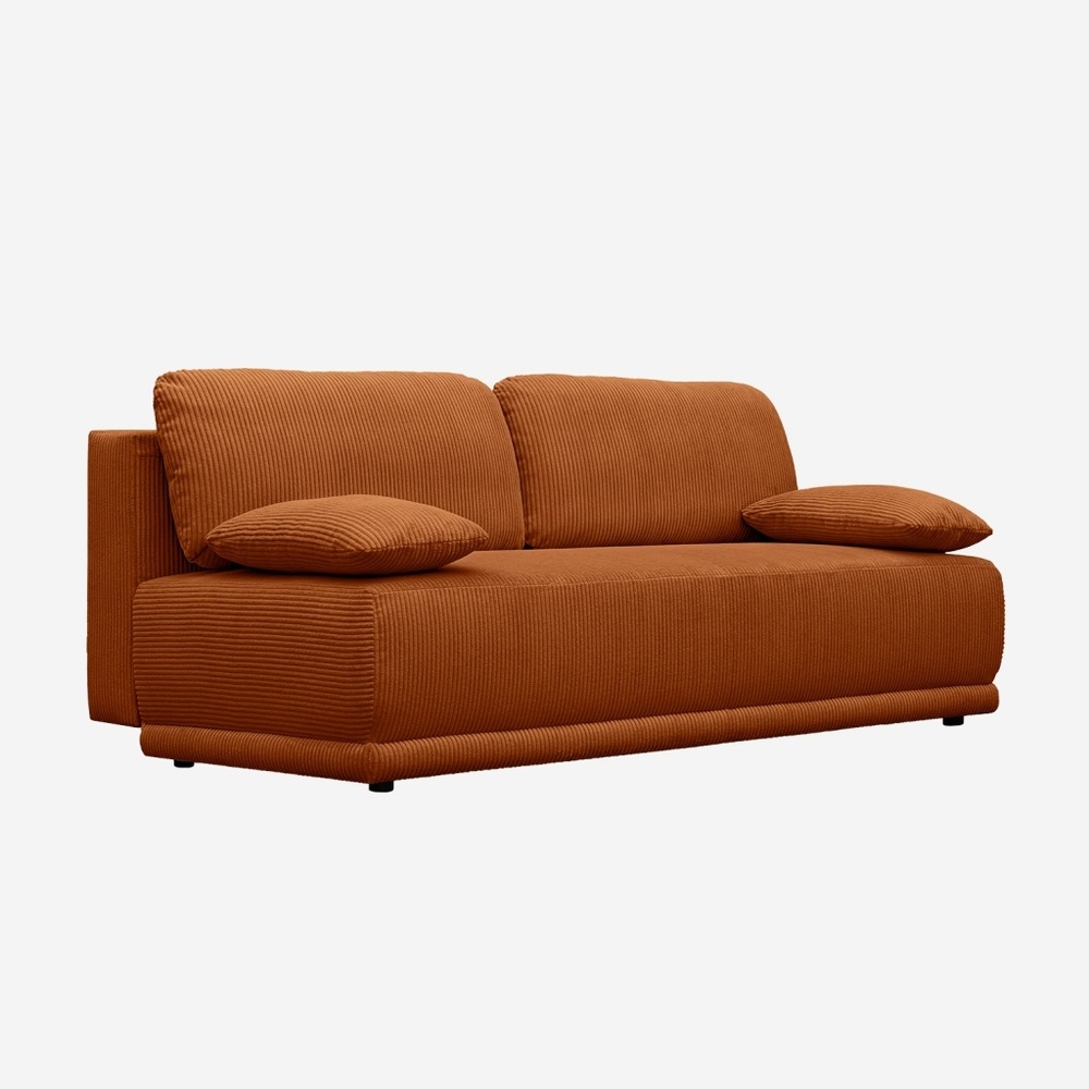 Banquette convertible 3 places velours côtelé avec coffre de rangement - l 192 x p 100 x h 81cm - nelson