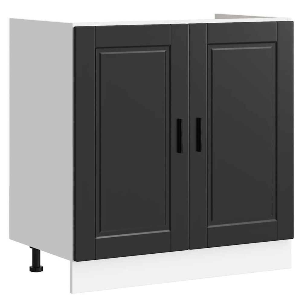 Meuble bas pour évier porto noir 80x46x81,5 cm bois ingénierie
