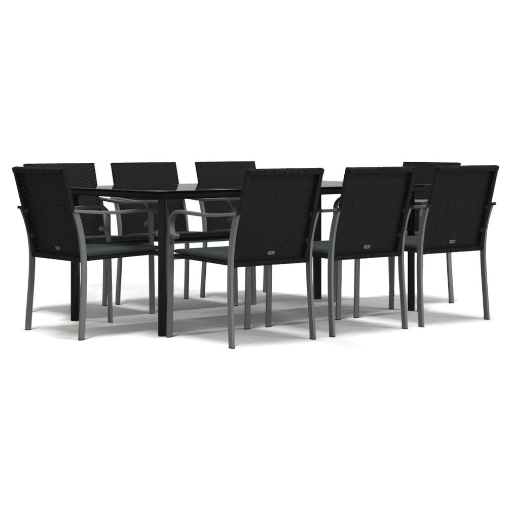 Ensemble à manger de jardin 9 pcs coussins résine tressée acier