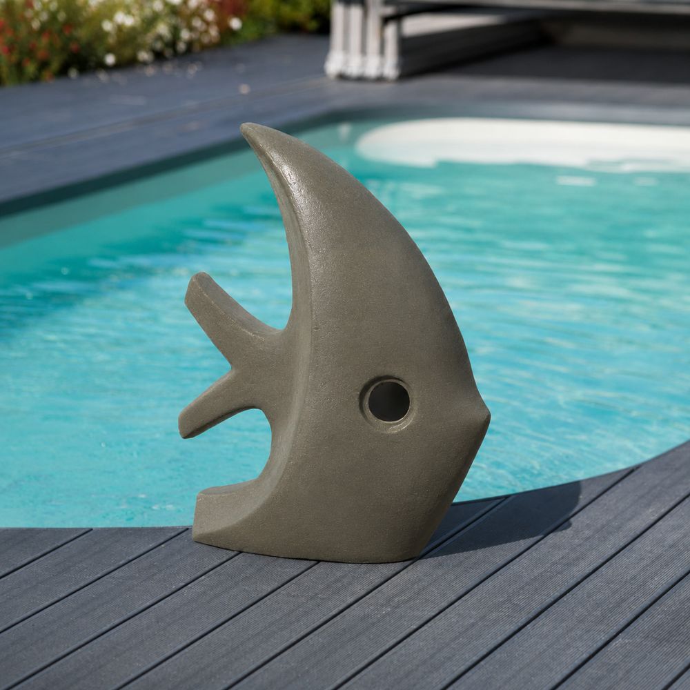 Sculpture contemporaine poisson 78 cm gris