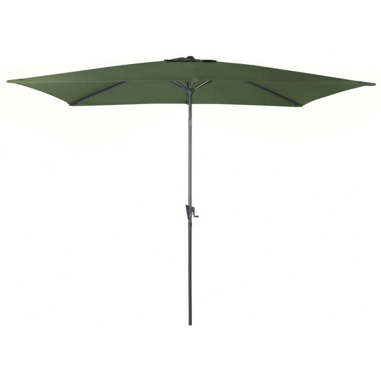 Parasol de jardin droit inclinable manivelle 3 x 2 m en aluminium et acier - kaki