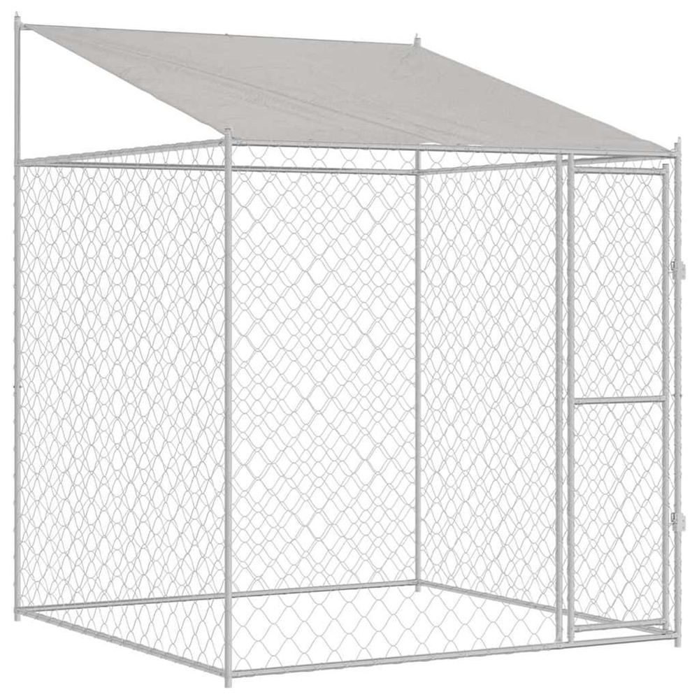 Cage pour chien avec toit argenté 200 x 200 x 258 cm