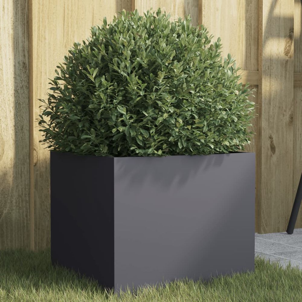 Jardinière carrée en acier moderne pour jardin balcon anthracite 32x30x29 cm
