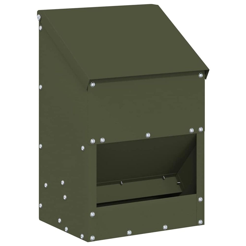 Mangeoire pour poules vert olive 21 x 16 x 33 cm 3 kg