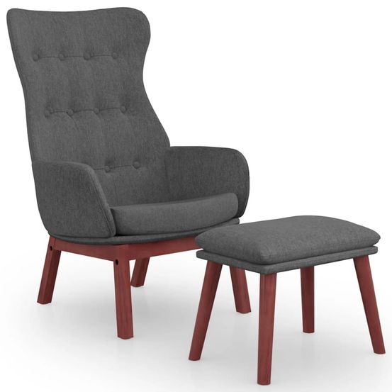 Chaise de relaxation avec repose-pied gris foncé tissu
