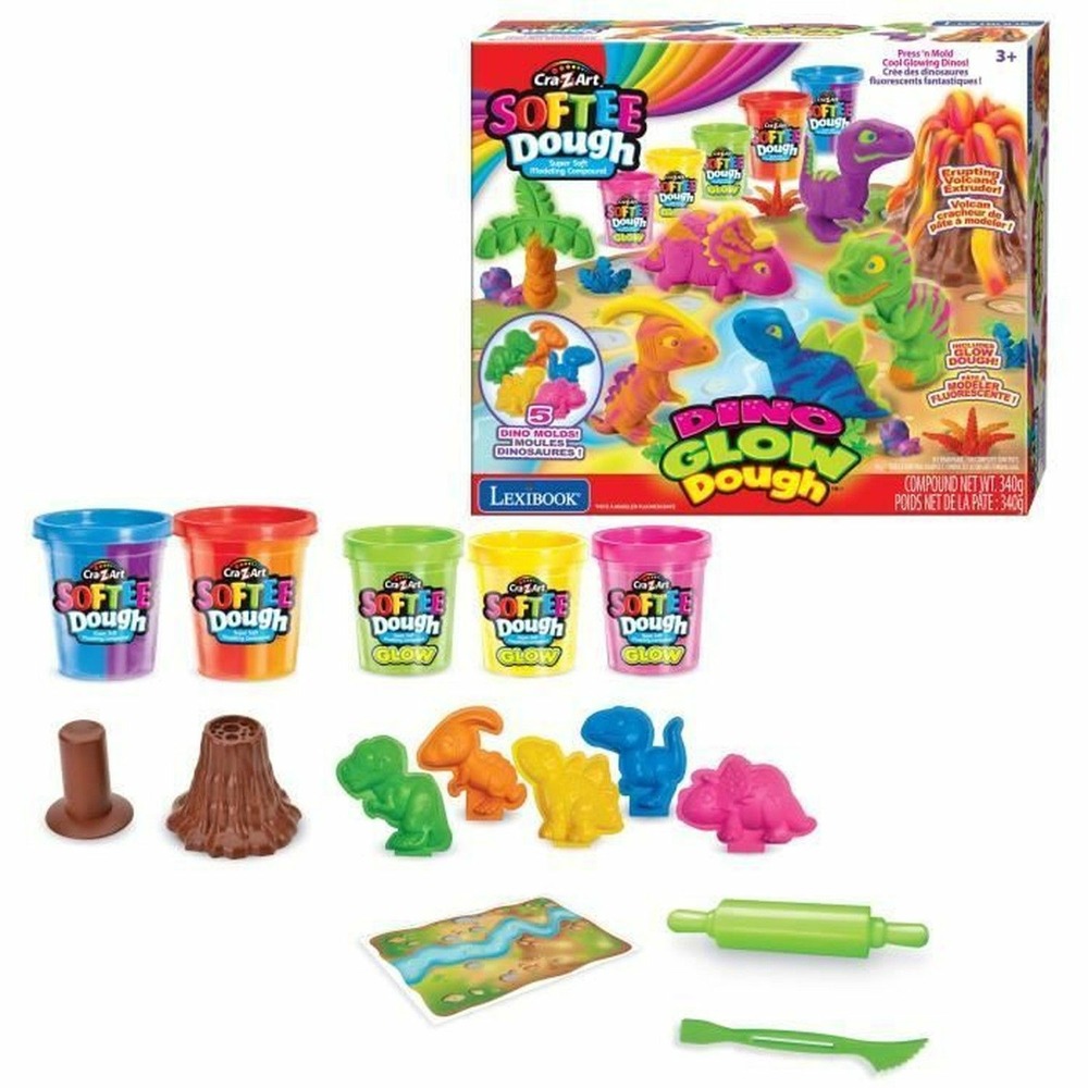 Kit de dinosaures en pâte à modeler malléable et fluorescente